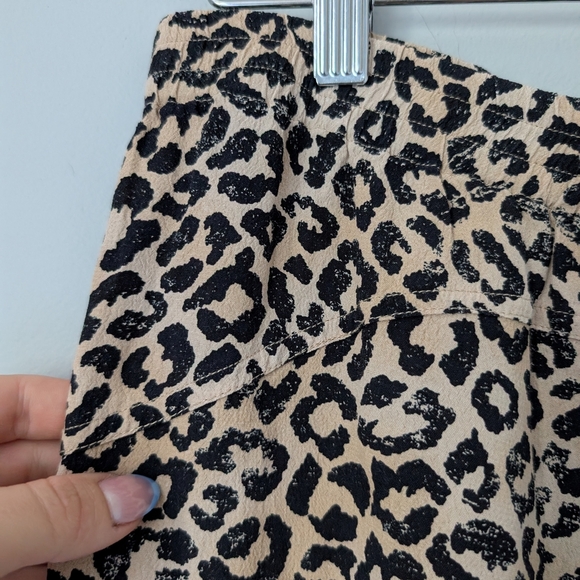 Rebecca Taylor Leopard Print Straight Leg Pants Cheetah Elastic Waist Size 6 - Picture 3 of 8